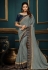 Gray satin embroidered party wear saree  10613